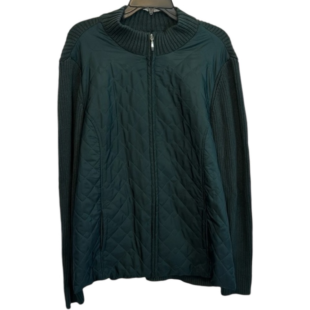 NWT Croft & Barrow Dark Green‎ Quilted Sweater Combo Jacket in Size 1X